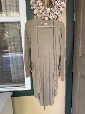 Free People Long Sleeve Ribbed Open Cardigan Heather Gray